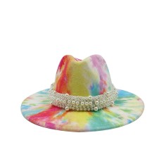 Colorful Bead Straps Panama Party Hat - Multicolor