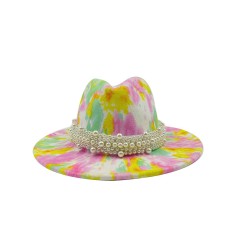 Colorful Bead Straps Panama Party Hat - Multicolor