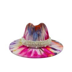 Colorful Bead Straps Panama Party Hat - Multicolor