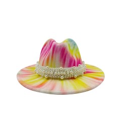 Colorful Bead Straps Panama Party Hat - Multicolor