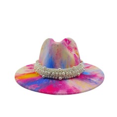 Colorful Bead Straps Panama Party Hat - Multicolor