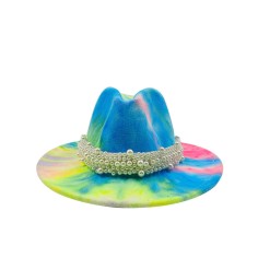 Colorful Bead Straps Panama Party Hat - Multicolor
