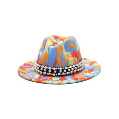 Colorful Bead Straps Panama Party Hat - Multicolor