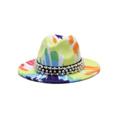 Colorful Bead Straps Panama Party Hat - Multicolor