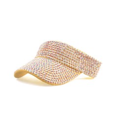 Rhinestones Visor Empty Top Adjustable Golf Beach Cap - Yellow