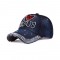 I Love Jesus Adjustable Baseball Cap with Rhinestones - Dark Blue
