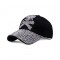 Pirate Skull Adjustable Baseball Cap with Rhinestones - Black