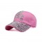 Pirate Skull Adjustable Baseball Cap with Rhinestones - Pink