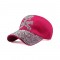 Pirate Skull Adjustable Baseball Cap with Rhinestones - Rose Red