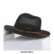 Panama Straw Leather Ribbon Summer Beach Hat - Black