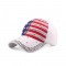 Rhinestones US Flag Adjustable Baseball Cap - White
