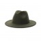 Old Fashion Wide Brim Wool Felt Fedora Hat - Army Green
