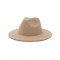 Old Fashion Wide Brim Wool Felt Fedora Hat - Beige