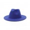 Old Fashion Wide Brim Wool Felt Fedora Hat - Blue