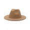 Old Fashion Wide Brim Wool Felt Fedora Hat - Camel