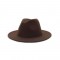 Old Fashion Wide Brim Wool Felt Fedora Hat - Coffee