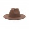 Old Fashion Wide Brim Wool Felt Fedora Hat - Dark Camel