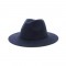 Old Fashion Wide Brim Wool Felt Fedora Hat - Navy Blue