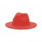 Old Fashion Wide Brim Wool Felt Fedora Hat - Orange