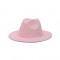 Old Fashion Wide Brim Wool Felt Fedora Hat - Pink