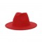 Old Fashion Wide Brim Wool Felt Fedora Hat - Red