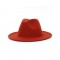 Old Fashion Wide Brim Wool Felt Fedora Hat - Rusty Red