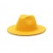 Old Fashion Wide Brim Wool Felt Fedora Hat - Yellow