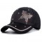 Flower Butterfly Star Adjustable Baseball Cap with Rhinestones - Black