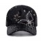 Flower Butterfly Adjustable Baseball Cap with Rhinestones - Black