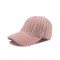 Adjustable Cardigan Knitted Wool Winter Baseball Cap with Rhinestones - Pink