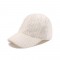 Adjustable Knitted Wool Winter Baseball Cap with Rhinestones - White