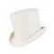 Satin Lined Old Fashion Costumes Magician British 6.7 inch Cylinder Top Hat - White