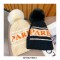 Paris Knitted Furry Pompon Wool Winter Hat - Beige