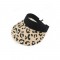Leopard Print Visor Empty Top Adjustable Straw Beach Cap - Beige