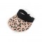 Leopard Print Visor Empty Top Adjustable Straw Beach Cap - Pink