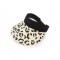 Leopard Print Visor Empty Top Adjustable Straw Beach Cap - White