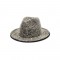 Old Fashion Rhinestone Jazz Party Fedora Hat - Beige