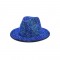 Old Fashion Rhinestone Jazz Party Fedora Hat - Blue
