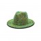 Old Fashion Rhinestone Jazz Party Fedora Hat - Green