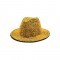 Old Fashion Rhinestone Jazz Party Fedora Hat - Yellow
