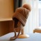 Knitted Fur Pompon Earlap Wool Winter Hat - Khaki