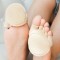 Foot Cushion and Support - Breathable Cotton Fiber Sponge Pad with Toe Socks for Comfort and Shock Absorption - One Pair - Beige