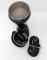 Viking Goat Horn Coffee Mug Portable Thermos - Stainless Steel Interior - 230ml Black