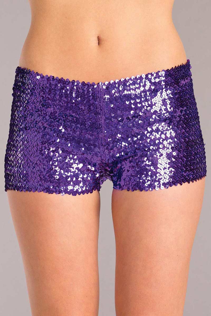 purple metallic booty shorts
