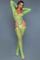 2156 Alluring Fishnet Bodysuit Neon Green