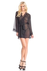 BW1629 Mesh Around Robe - Black - Small SPECIAL