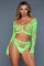 2153 Floral Delight Bodystocking Neon Green