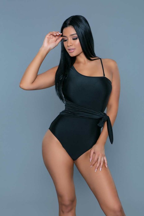 2288 Taryn Swimsuit - Swimwear - 1 pc swimsuit with removable left strap and waist bandage bow knot design 82% Polymaide 18% Elastane Hand wash. Do not bleach. Do not tumble dry. Do not iron. Do not dry clean. BE WICKED SWIMWEAR POLYBAG PACKAGING, NEED TO COME WITH HYGIENIC LINER in Swimwear, Bikinis, Monokinis, Robes