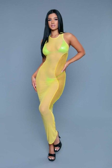 2297 Shelby Cover Up - Swimwear > Coverups - 1 pc halter neck cover-up dress with side mesh panel design 86% Nylon 14% Spandex Hand wash in cold water. Do not bleach. Dry in shade. Do not iron. Do not dry clean. BE WICKED SWIMWEAR POLYBAG PACKAGING, NEED TO COME WITH HYGIENIC LINER in Swimwear, Bikinis, Monokinis, Robes