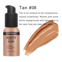 Liquid Foundation Waterproof Long Lasting Matte Moisturizing Brightening Concealer CC Cream Base Makeup - Tan